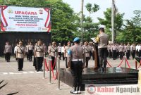 Upacara Sertijab berlangsung di lapangan apel Polres Nganjuk